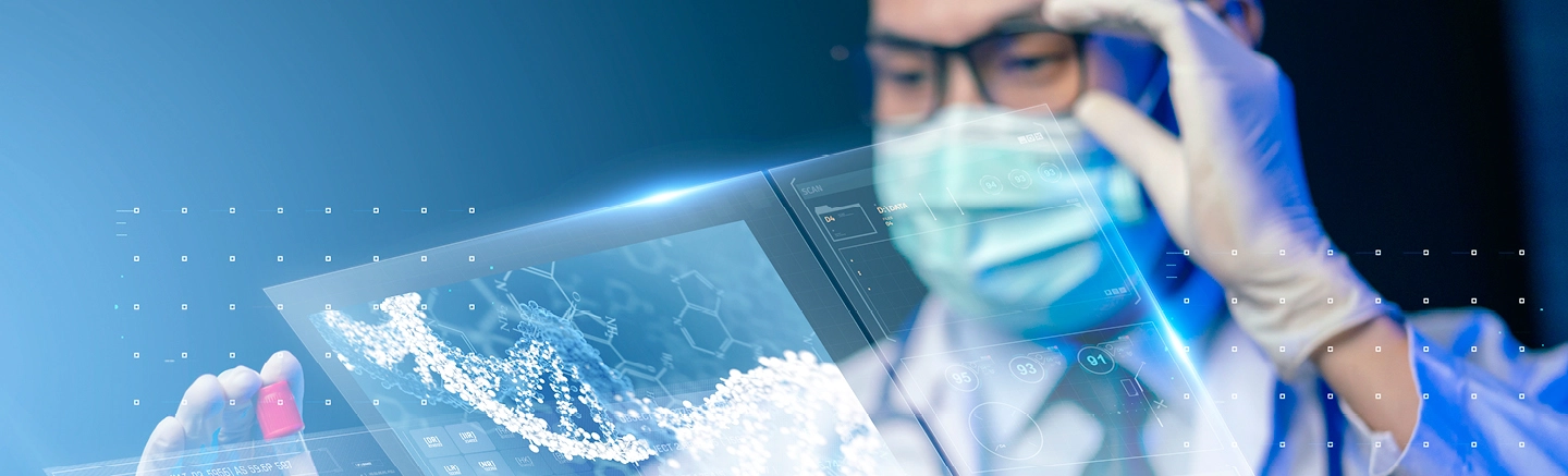 Doctor looking at virtual medical images