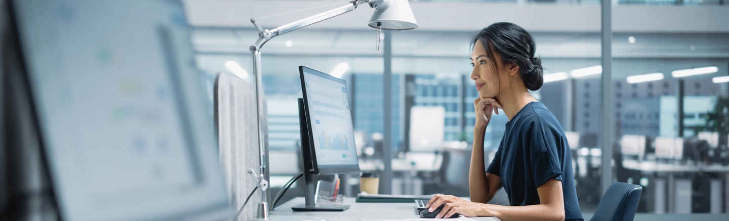 Woman working on a computer