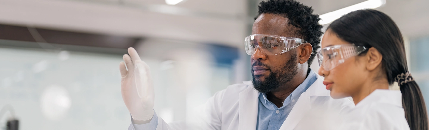 Man and woman working in a laboratory